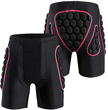 Karlak Pantalones cortos de protección de cadera para mujer, protección de cadera y glúteos, pantalones cortos acolchados para snowboard, patinaje, esquí, equitación