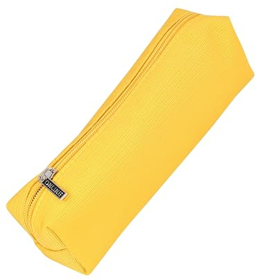 Online Pencil Case Yellow, Large Capacity Storage Bag, Box with Zipper, Pen case for School, Stationary Organizer for Girls and Boys, Pen Pouch with one Compartment
