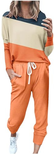 NUSGEAR Chandal Mujer Completo otoño invierno 2pc Patchwork Deportivo Tracksuit Sudaderas Jersey manga larga y pantalones Cremallera Conjunto Traje Moda Casual Jogging talla grande 2024