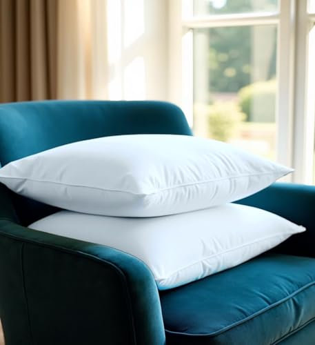 4All Par de almohadas de plumas de ganso de 1200 g/m², relleno extra, hipoalergénica, almohada de plumón de hotel para apoyo de cabeza y cuello, almohada cómoda para dormir de lado (paquete de 2)