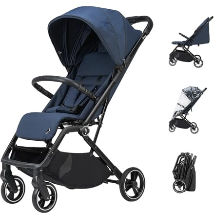 Osann Boogy 2 Kinderwagen Buggy mit Liegefunktion ab Geburt bis 22 kg - Reisebuggy inklusive Regenverdeck, Einhand-Faltmechanismus, UPF 50+ Sonnenschutz - Cobalt