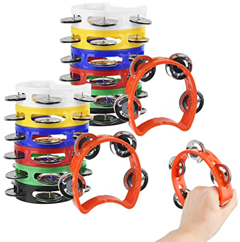 OTYMIOW Tambourin à Main Demi-Lune Multicolore 14PZ Tambourin Cloches Kristen Cloches pour Instrument de Musique Rythmique et Hochet Cloches à Main pour l'Artisanat