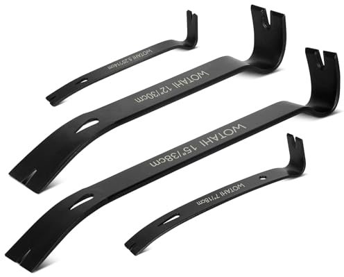 WOTAHI 4-Piece Flat Pry Bar Set - 15,12,7,5.25 Heavy Duty Nail Puller, Utility Claw Bar, Wonder Bar, Crowbar, Mini Pry Bar, High Carbon Steel Forged Nail,Baseboard and Trim Removal Tool kit