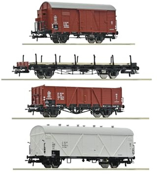 6600101 H0 Lot de 4 wagons de marchandises PKP, Ep.IV