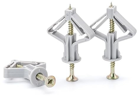 TNEDFOD 100 Pièces Cheville Brique Creuse, Forme Papillon, Avec Vis, Fixations Murales en Plâtre, Pour Plaques Plâtre, Panneaux Fibres Gypse, Béton, Briques, Murs Creux 100 Chevilles, 100 Vis