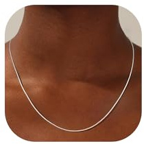Treasure Bender S925 Sterling Silver Box Chain Necklace for Women - 0.8mm Sterling Silver Box ChainNecklace Thick Sturdy Colourfast Chain Necklaces Jewelery for Women 18