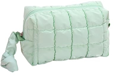 Kosmetikaarrangörväska | enfärgad | quiltad resetoalettväska | för mor, fru, flickvän, lotion, ögonbrynspenna, ögonskugga, täckpenna, camping, Grön, Siehe Beschreibung, Se beskrivning