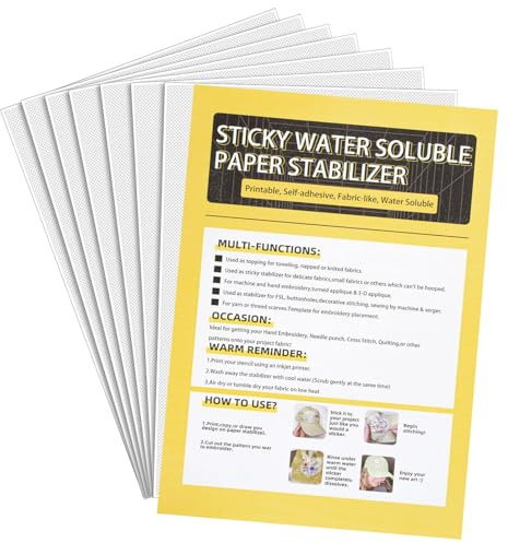 12 Pièces Papier Hydrosoluble Broderie, A4 Papier Broderie Soluble