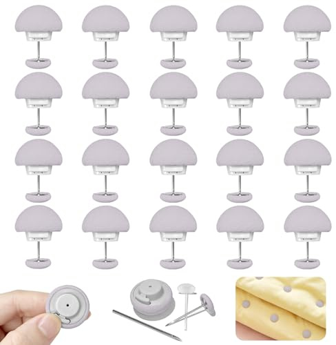Quelcc 20 Pcs Mushroom duvet clips, Grey Quilt Fixing Clips with Buttons, duvet pins to keep duvet in place, quilt clips with Box for Blankets, Curtains, Mattress Covers