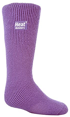 Childrens Thermal Heat Holder Socks 2-5.5 Age 8 Years + (Purple)