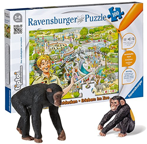 Ravensburger tiptoi Puzzle Zoo + Figur Schimpanse und Schimpansenjunges