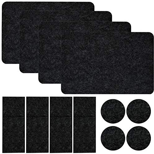 DuneDesign Filz Tischset Bestecktasche Untersetzer 43x30 cm Platzset Anthrazit