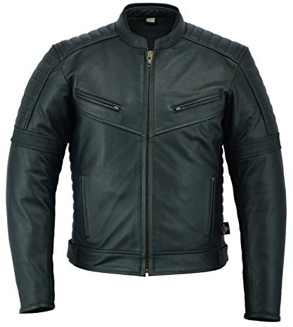 Texpeed Motorrad lederjacke herren mit protektoren - Schwarz Bikerjacke - Motorrad mit original biker rüstung gepanzert (EN 1621-1) Schutz - 4XL