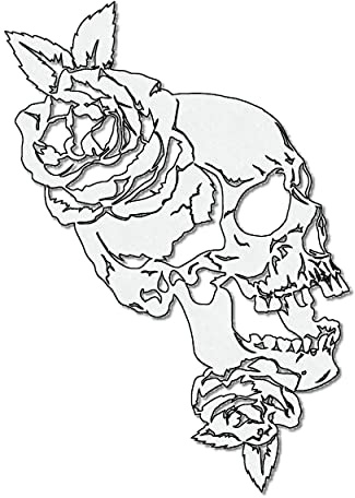 Herterich Products Airbrush Stencil Skull and Roses Skull & Roses | Tattoo & Graffiti Stencil Template | Riutilizzabile e resistente ai solventi | Mylar 0,1-0,2 cm | Per aerografo e spray
