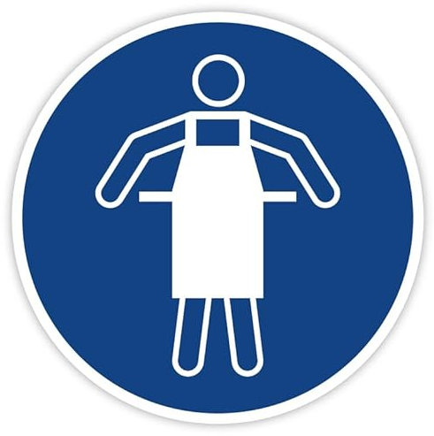 Aufkleber Gebotszeichen „Schutzschürze benutzen“ Blau Folie nach ISO 7010 M026 | Ø 5-30 cm Made in Germany, Größe: Ø5 cm