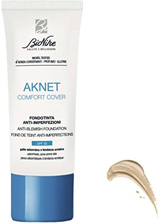 BioNike Aknet - Comfort Cover Fondotinta, Anti-imperfezioni, Dona un Risultato Leggero, Naturale e Confortevole sulla pelle, 30 ml