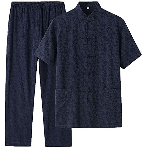 Tai Chi Kleidung Druck Männer Frauen Jungen Damen Traditionelle Chinesische Kampfkunst Wing Chun Boxen Karate Leinen Taekwondo Kleidung Uni Geschenk (Blau 190CM)