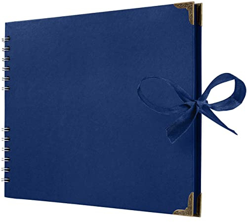 Bstorify Square Scrapbook Photo Albums 50 Pages (28 x 22 Cm) Blue | Thick Paper, Hardcover, Ribbon Closure - Ideal for Your Scrapbooking Albums, Art & Craft Projects (Blue, 28 x 22 Cm)