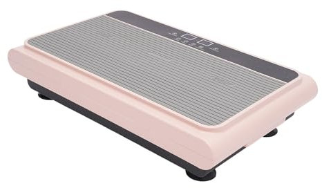 Vibrationsplatte Fitness, LCD-vibrationsplattform för fötter och ben, med Bluetooth-högtalare, justerbar hastighet från 1 till 99, kan användas för träning av hela kroppen (grå, rosa)