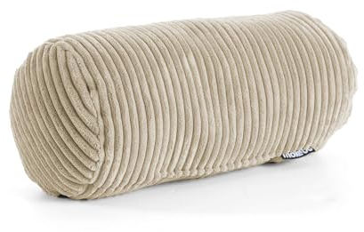 mokebo Nackenrolle mit Cordbezug 'Das Nickerchen', gemütliche Kissenrolle, Zierkissen oder Dekokissen, auch als Sofakissen, Rückenkissen, Lesekissen oder Knierolle in Beige, 17,5x17,5x37 (B/H/T in cm)