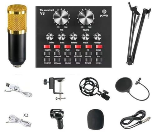 Deger BM-800+ Ljudkort Kit Reservdelar Utrustningspaket Podcast Röstnät Karaoke Membran Mikrofon Kondensator Karaoke-Kit