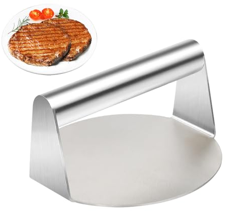 Presse Steak haché, Presse à Burger Ronde de 5,5 Pouces en Acier Inoxydable,Matériau en Acier Inoxydable, Lavable au Lave-Vaisselle, Convient pour préparer des galettes de Viande, des Hamburgers,etc