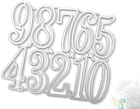 Lhbwhiz Stencil per taglio numeri,forme per taglio in metallo,stencil per taglio,stencil per punzonatura numeri,stencil per goffratura per punzonatrice,fustelle taglio numeri(argento,13,5 x 11,5 cm)