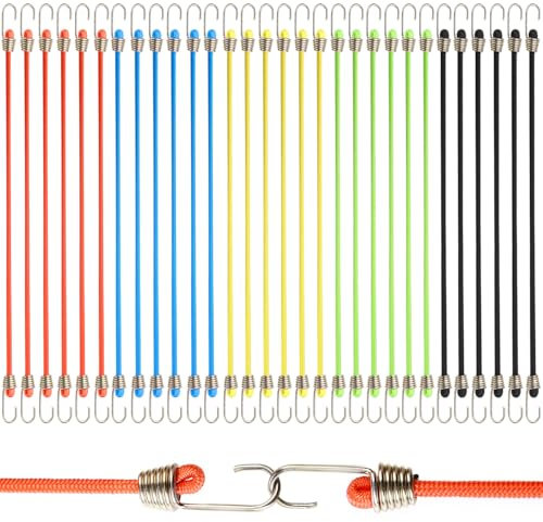 30 Stück Expander mit Haken Expander und Gepäckgurte Bungee Cord mit Haken Gepäckgurte mit Haken Gummischnüre mit Haken für Motorrad Möbel Fahrrad Auto 5 Farbe