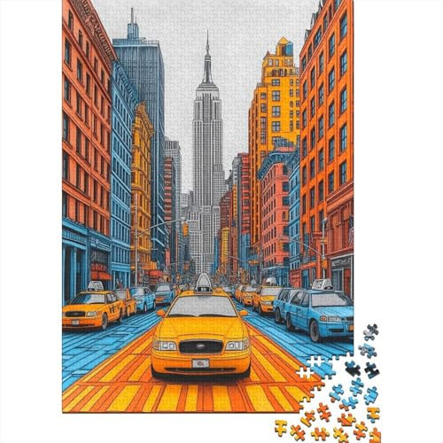 New York 1000 Piece Jigsaw Puzzles for Adults Wooden Impossible Puzzles Games Gift Toys Home Decoration with Premium & Durable for Adults & for Kids Age 12 And Up 1000pcs (75x50cm)