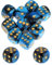 KGDUYC 12-teiliges Würfelset, mehrseitige Würfel, D6-Würfel, 16-mm-Sechseckwürfel, Acrylwürfel, zweifarbige Würfel, Würfel mit Goldpunkten, für Rollenspiele, Brettspiele
