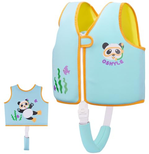 Gilet de Natation OSHYLE pour Enfants Gilet Flottant pour Tout-Petits avec Sangle de sécurité Aide à la flottabilité (BU-Panda, S(1-3))