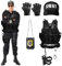 MeYuxg SWAT Kostüm, Polizei Kostüm Swat Weste Herren Frauen, Polizei Weste Security Kostüm mit Taktische Weste, Pistolenholster, Gürtel, Handschellen und Cap für Survival Karneval Halloween