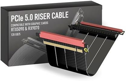 LINKUP AVA5 PCIE 5.0 riser-kabel | RTX5090 RX9070 GPU-klar | x16 hastighet 128 GB/s | kompatibel med FormD T1 | designad för Mini ITX-hölje | dubbel omvänd svart 18 cm total längd