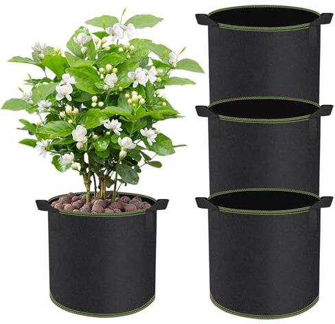 CHIHOLEN 3 Stück 30L Pflanzsack,Vliesstoff Pflanztasche mit Griffe für Kartoffeln, Tomaten und Erdbeeren, für Balkon Terrasse Gewächshaus & Garten - 7 Gallonen