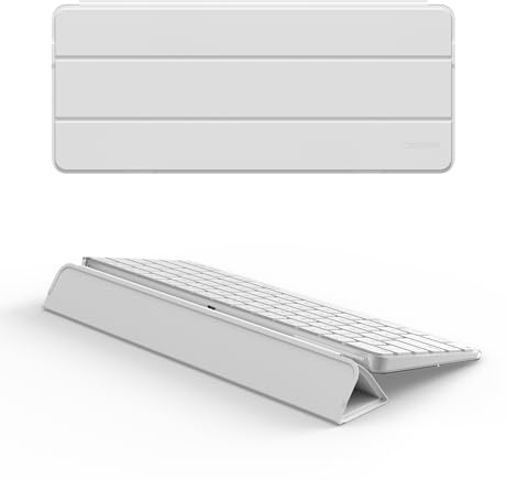 Dexnor Case for Apple Magic Keyboard with Touch ID/Lock Key 2021/2024, Dust-Proof Protective Slim Leather Keyboard Cover with Magnetic Closure Adjustable Typing Angles, Without Numeric Keypad, White