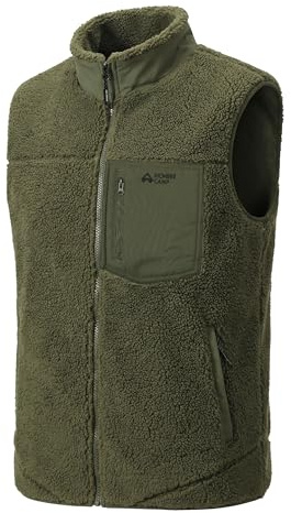 Pioneer Camp Men's Full Zip Sherpa Fleece Vest 5 Pockets Winter Warm Cozy Fuzzy Lightweight Vests Sleeveless Jacket Casual