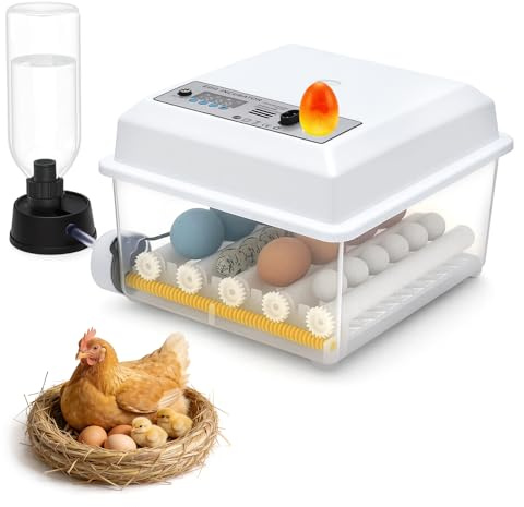 Incubadora totalmente automática para 16 huevos, incubadora con 5 modos de incubación automáticos, control de temperatura, giro automático de huevos cada 90 minutos, llenado automático de agua y luz