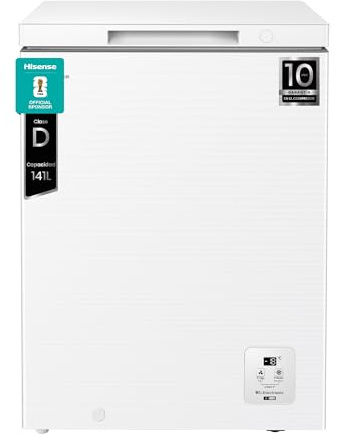 Hisense FT145N1AWDL - Arcón Congelador Horizontal, 141L, 86cm, Congelación 360°, Congelador Convertible, Control Electrónico de Temperatura, Freezer Protect, Goma de Puerta Antibacteria, Blanco
