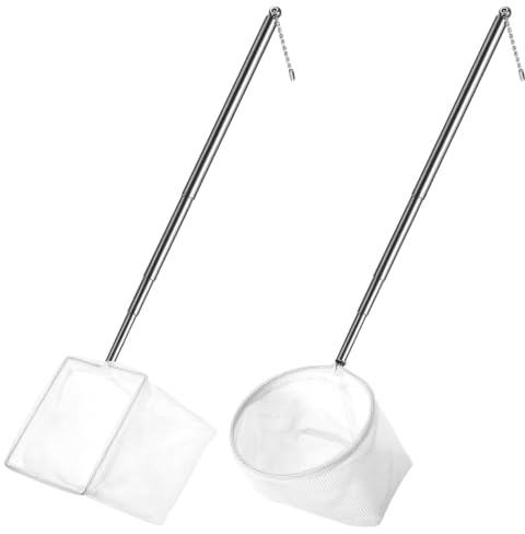 2 Pièces Épuisettes Aquarium,Mailles Fines Souples Carrées Et Rondes,Manche Télescopique 5,1 À 15,4 Pouces,Filet De Pêche pour Petits Poissons Et Crevettes,Nettoyage Aquarium