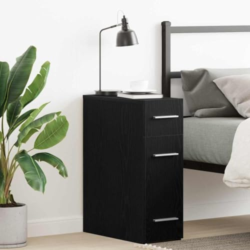 Kaloriko Armario farmacéutico negro con aspecto de roble con 3 cajones, 20 x 45,5 x 60 cm, espacio de almacenamiento, aparador para salón, dormitorio, oficina, pasillo, ahorro de espacio y