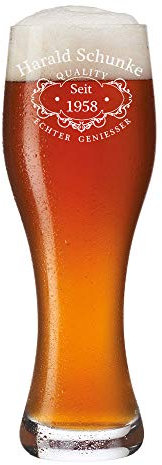 Bierglas mit Gravur 0,5 L - Weizenbierglas personalisiert - Individuelles Weizenglas als Geburtstagsgeschenk für Männer - Geschenkideen Vatertag - Geschenke für Papa