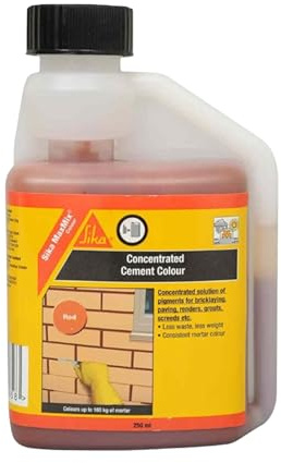 SIKA MaxMix Colour - Concentrated Cement Colorant for Mortars, Rendering, Concrete and Pointing, Red, 250 ml