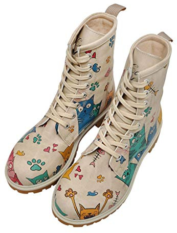 DOGO Stivale Stringato Cat Lovers Beige/Multicolore EU 38