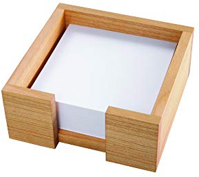 Zettelbox aus Holz | Maße 11,6 x 11,6 x 5 cm | Zettelkasten aus Kirschholz, inkl. 100 Blatt Notizzettel 9,7 x 9,7 cm