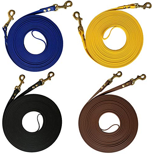 bio-leine Doppellonge 16m lang I 16mm breit - in Dunkelbraun - Longe Longierleine für Pferde aus Beta Biothane I Pferdelonge für Reitsport