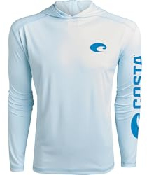 Costa Del Mar Tech Hood Performance Long Sleeve Shirt, Arctic Blue, Large