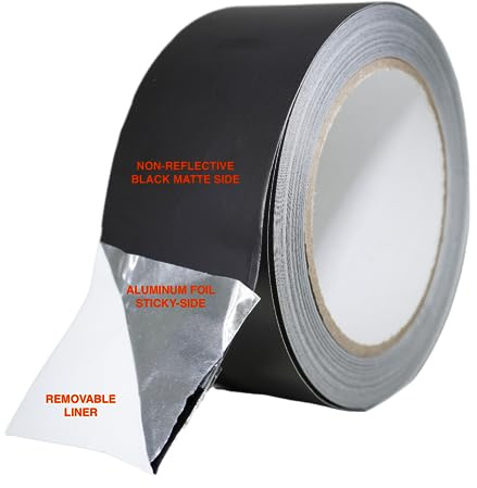 GGR Supplies T.R.U. AF-22A-B Aluminum Foil Black Matte Tape Non Reflective with Acrylic Adhesive. (2 X 27 Yards (25Mts) Pack of 1)