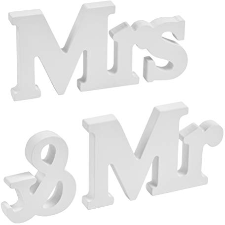 FOROREH Mr & Mrs Deko Hochzeit,Hochzeitsdeko Foto Requisiten Holz Buchstaben Zeichen für Hochzeit Dekoration Brauttisch Tischdeko Erlobung Gartenparty Mr & Mrs Zeichen Deko Brautpaar Geschenke