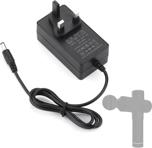 Massage Gun Charger, 24V 1A Upgrade Percussion Muscle Massage Gun Charger, Handheld Deep Tissue Massager Chargers