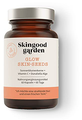 Skingood® Glow Skin Seeds – vegane Hautpflegekapseln – Nahrungsergänzung mit Vitamin C gegen oxidativen Stress und für die Kollagenbildung – 60 Kapseln
